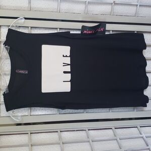 Betsey Johnson black sleeveless grafic top LOVE size  S new